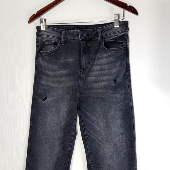 Kendall & Kylie The Icon High Rise Straight Stretch Distressed Black Jeans 29 - Picture 3 of 9